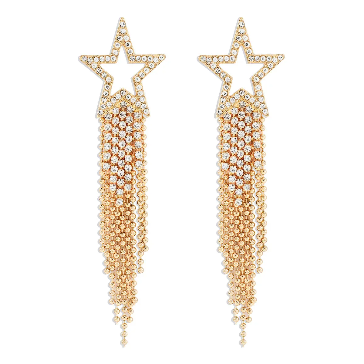 1 Pair Elegant Vintage Style Shiny Pentagram Inlay Alloy Rhinestones Drop Earrings