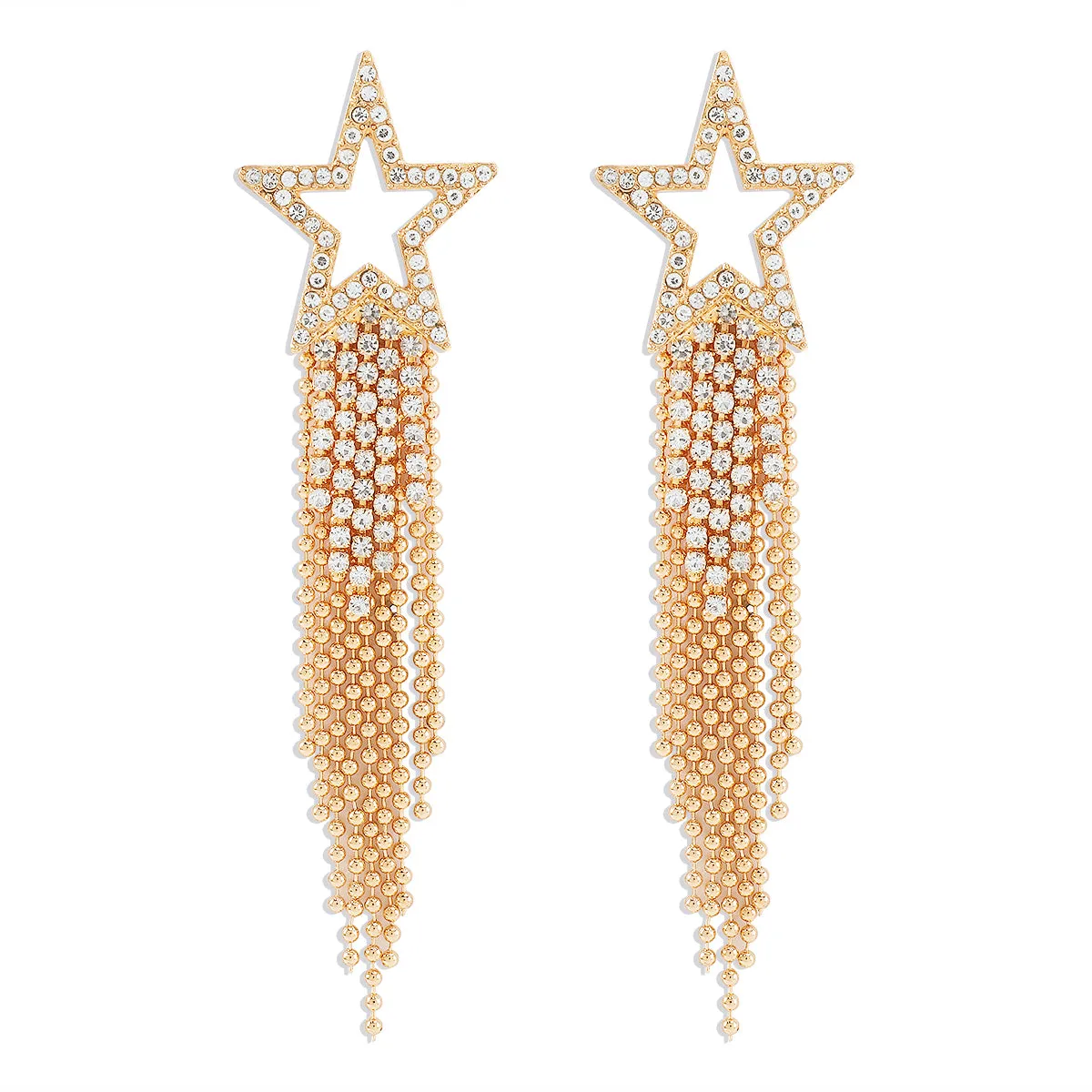 1 Pair Elegant Vintage Style Shiny Pentagram Inlay Alloy Rhinestones Drop Earrings