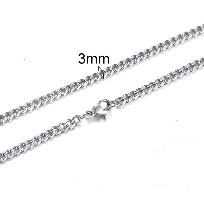 1 TO 3 MM THICK STAINLESS STEEL BOX CHAIN NECKLACE