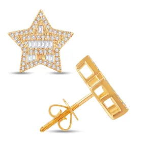 10 Karat Yellow Gold 0.50 Carat Diamond Star Earrings-0126613-YG