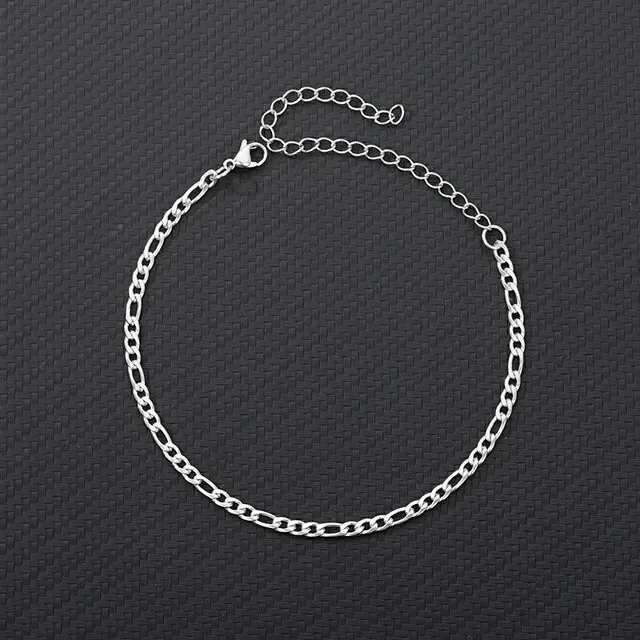 1.0nk Stainless Steel Anklets for Women  4mm Punk Cuban Chain for Men Charm
