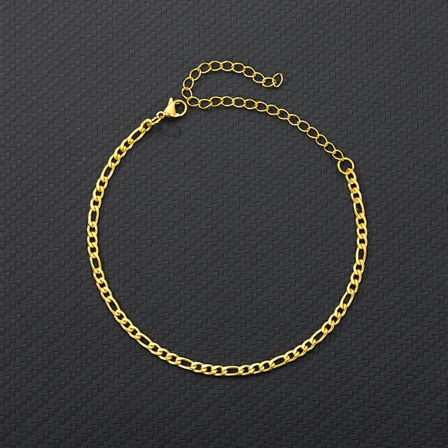 1.0nk Stainless Steel Anklets for Women  4mm Punk Cuban Chain for Men Charm