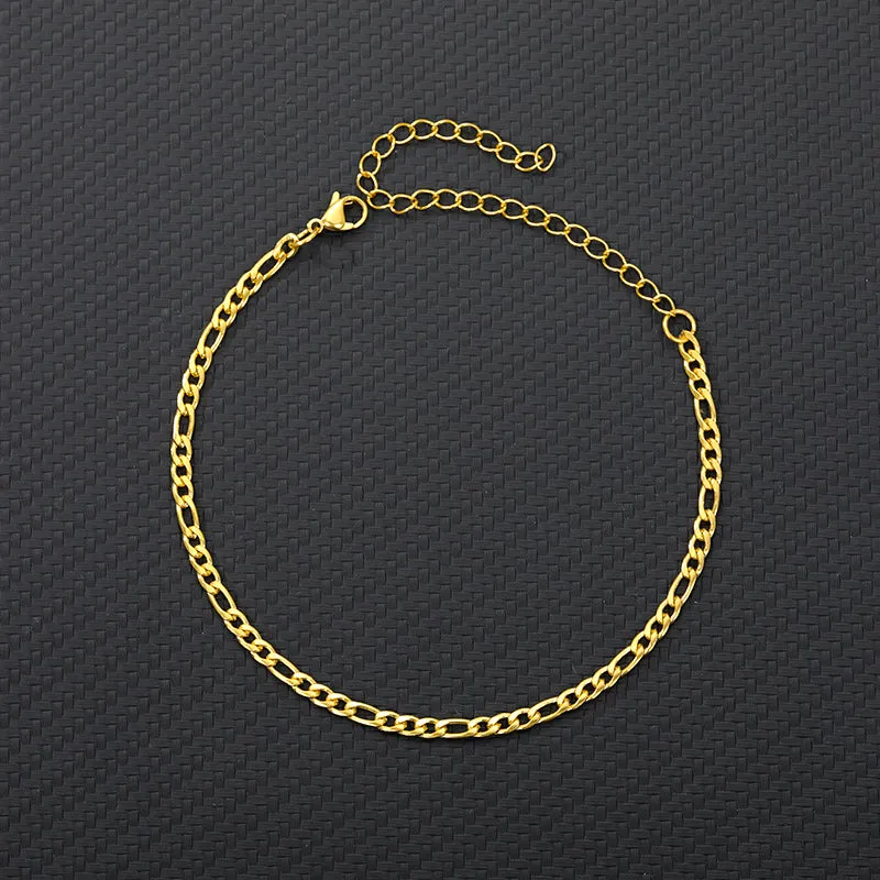 1.0nk Stainless Steel Anklets for Women  4mm Punk Cuban Chain for Men Charm