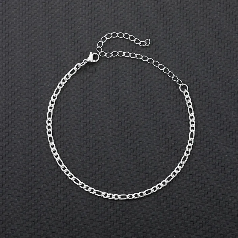 1.0nk Stainless Steel Anklets for Women  4mm Punk Cuban Chain for Men Charm