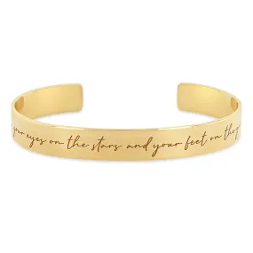 14k "keep your eyes on the stars and your feet on the ground" Mantra Wide Cuff Bracelet