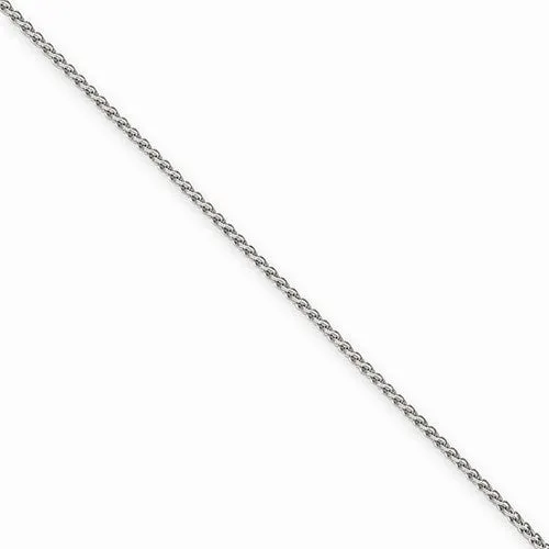 14K White Gold Solid Polished Spiga Chain Anklet