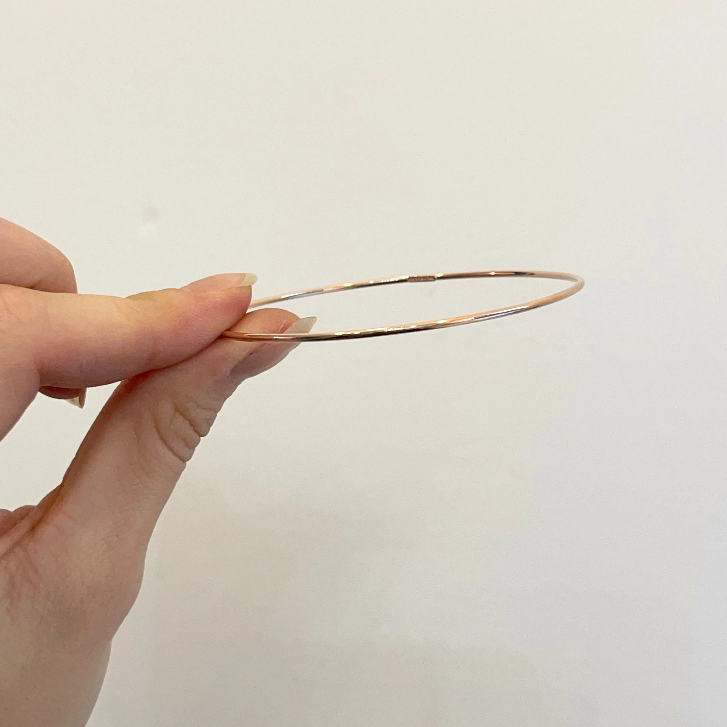 14KT Rose Gold Thin 1.5mm Bangle Slip-On Bracelet