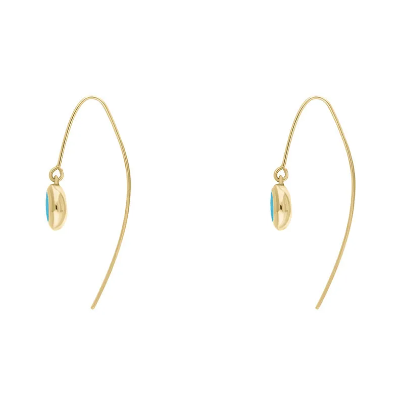 18ct Yellow Gold Turquoise Star Disc Drop Earrings