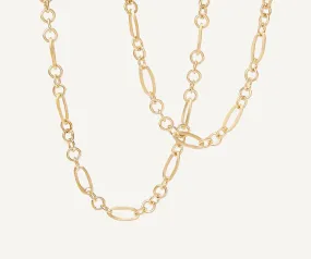 18K Yellow Gold Convertible Link Necklace, Engraved & Polished