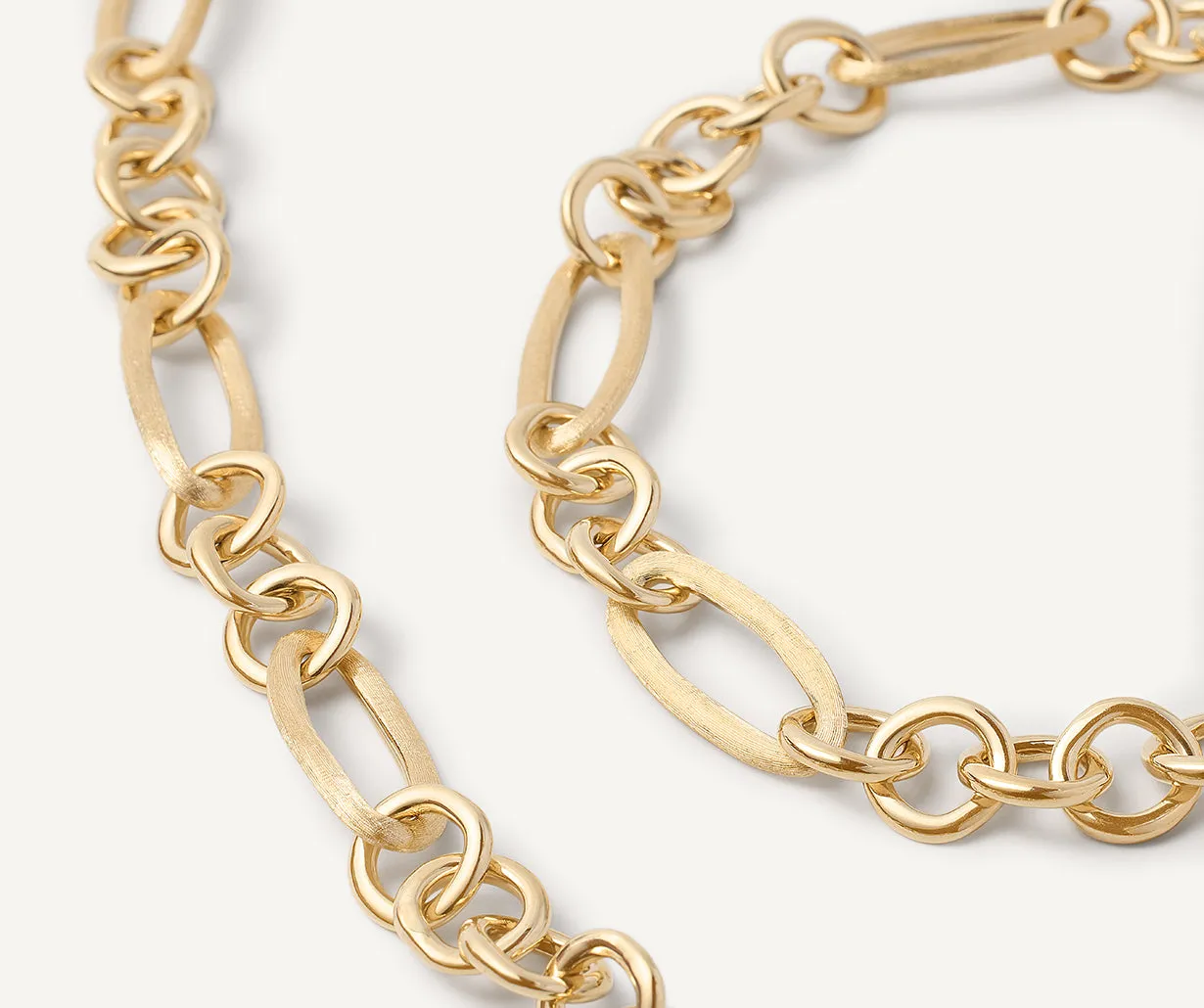 18K Yellow Gold Convertible Link Necklace, Engraved & Polished