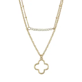 18" Gold Double Bar Necklace -Open Cross, 3" Ext.