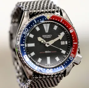 1985 Pepsi SEIKO Automatic Watch 6309-729A Slim Turtle Diver Wristwatch Date Indicator