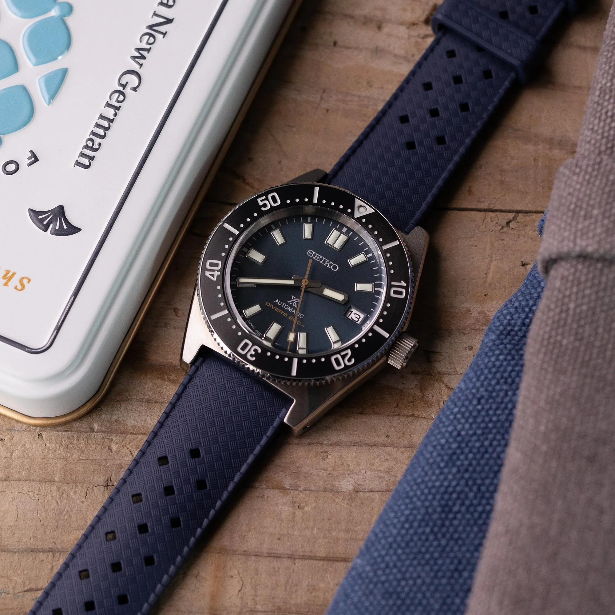 20mm Quick Release Tropical-Style FKM rubber watch strap, Blue