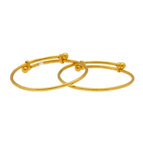 22K Yellow Gold Baby Bangles Set of 2 W/ Adjustable Bands, 12.1 grams