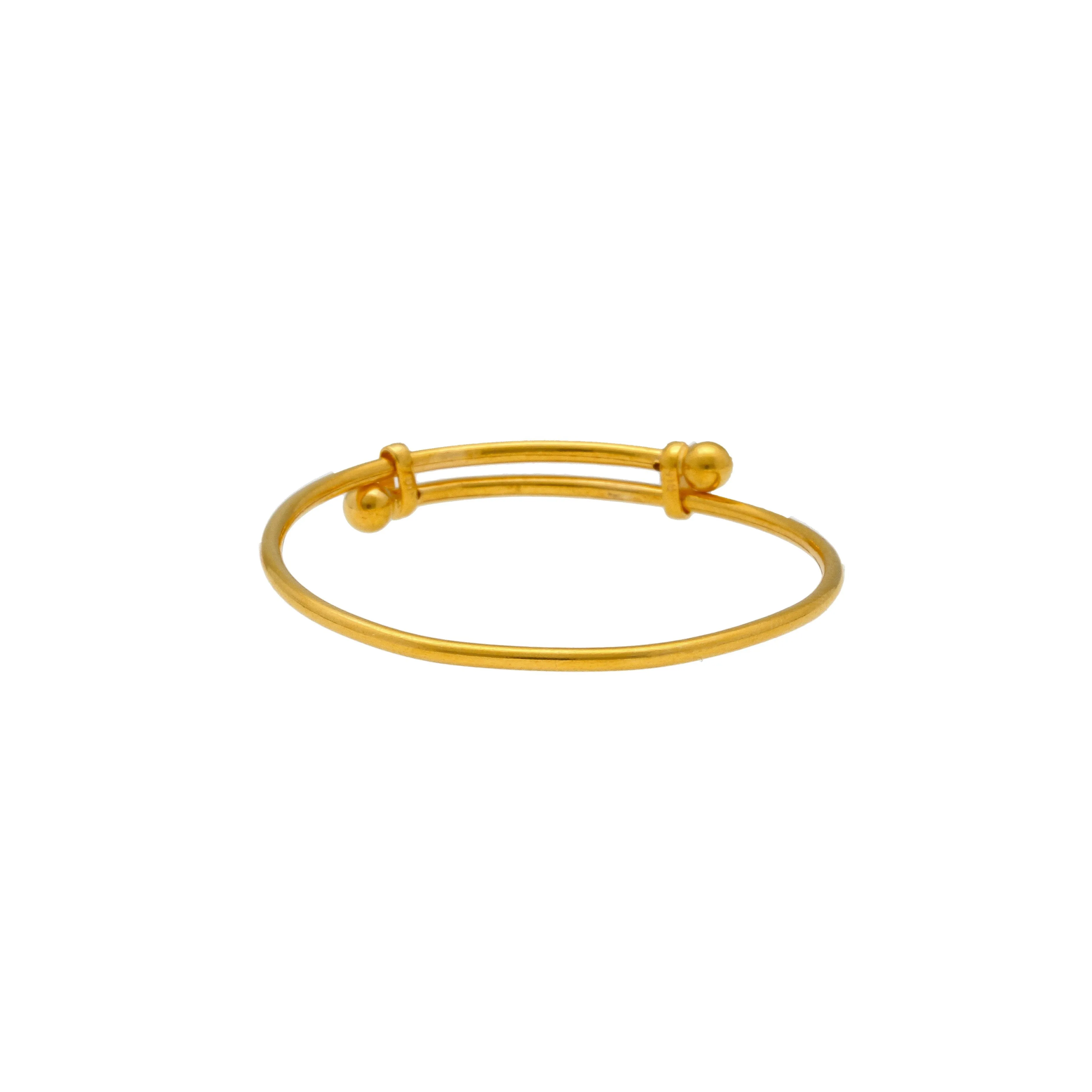 22K Yellow Gold Baby Bangles Set of 2 W/ Adjustable Bands, 12.1 grams