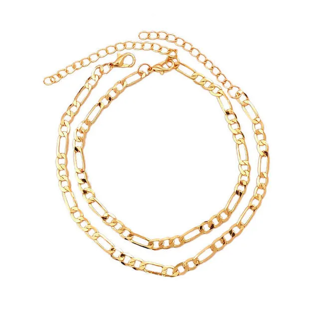 2Pcs/Set Multicolor Heart Crystal Foot Bracelet Copper Feet Chain
