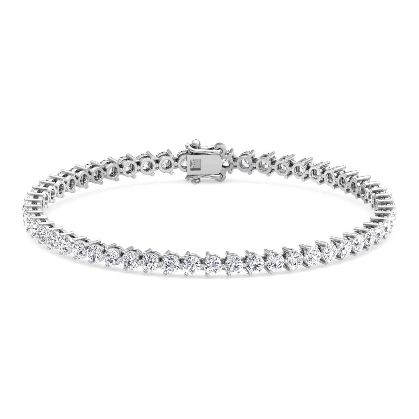 3-Prong Natural Diamond Tennis Bracelet - Martini Style 14K Solid Gold