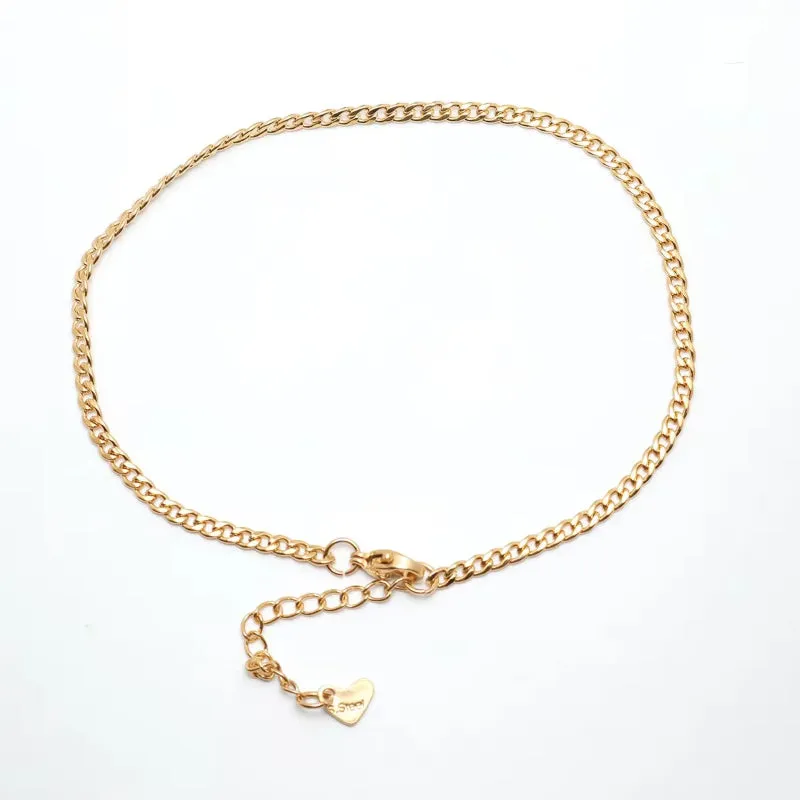 304 Stainless Steel Anklet  Gold Color Round Heart Chain Anklet Bracelets