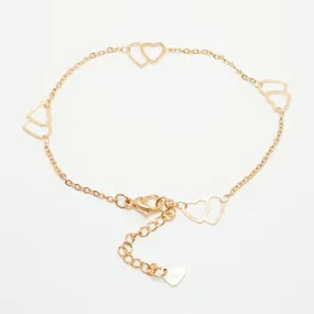 304 Stainless Steel Anklet  Gold Color Round Heart Chain Anklet Bracelets