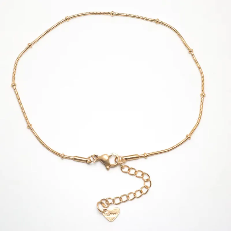 304 Stainless Steel Anklet  Gold Color Round Heart Chain Anklet Bracelets