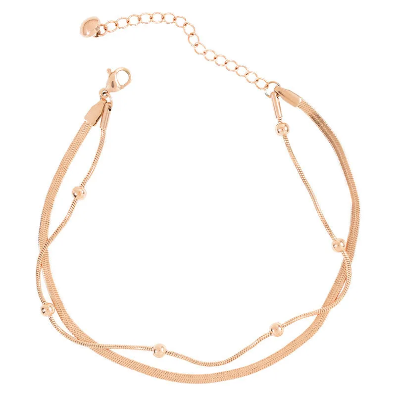 316L Stainless Steel Gold Color Bead Anklets