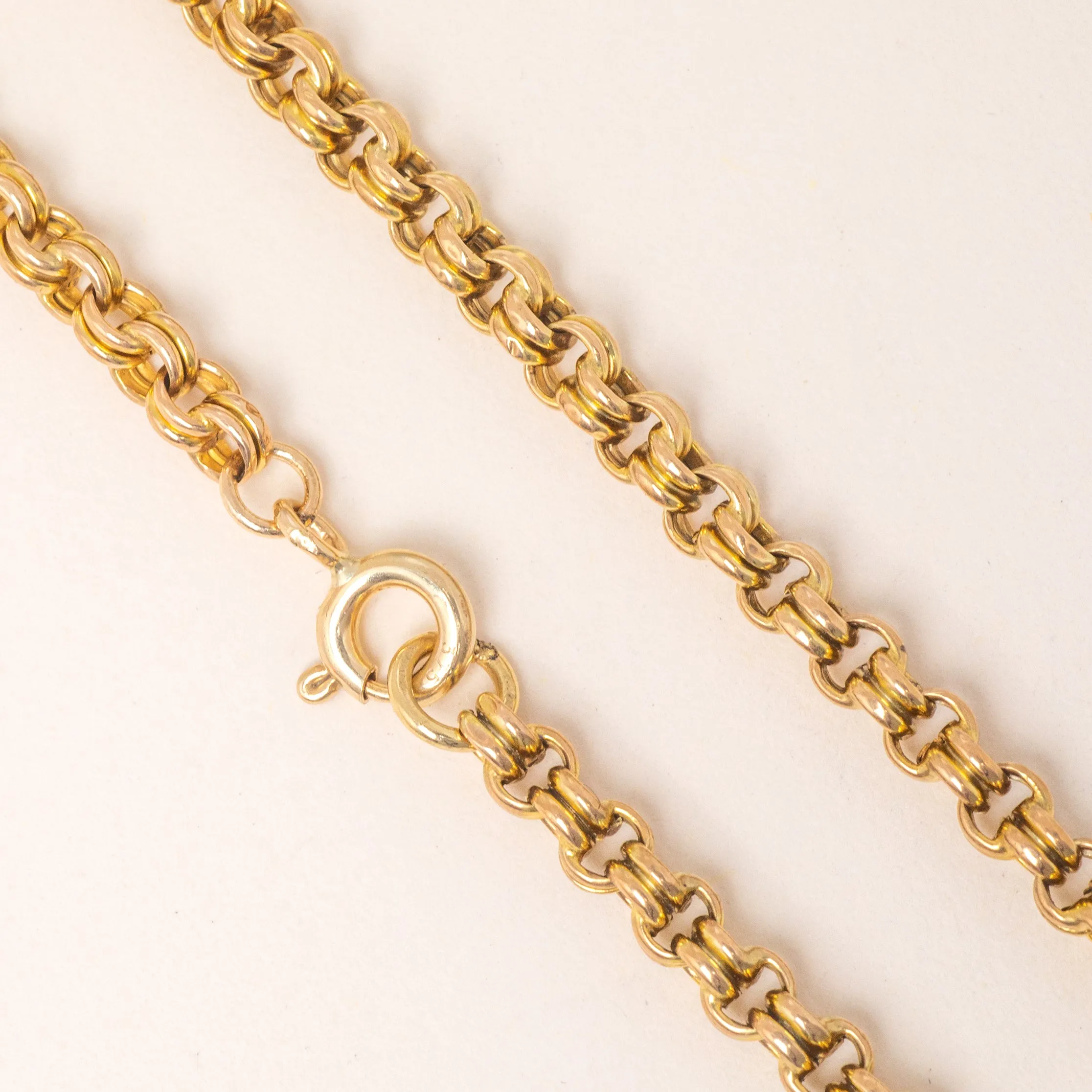 7.5" Antique 9ct Gold Belcher Bracelet