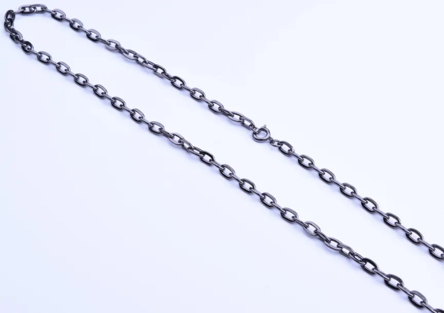 7mm Curb Link Chain, Gun Metal Finish, spring clasp 6 ea