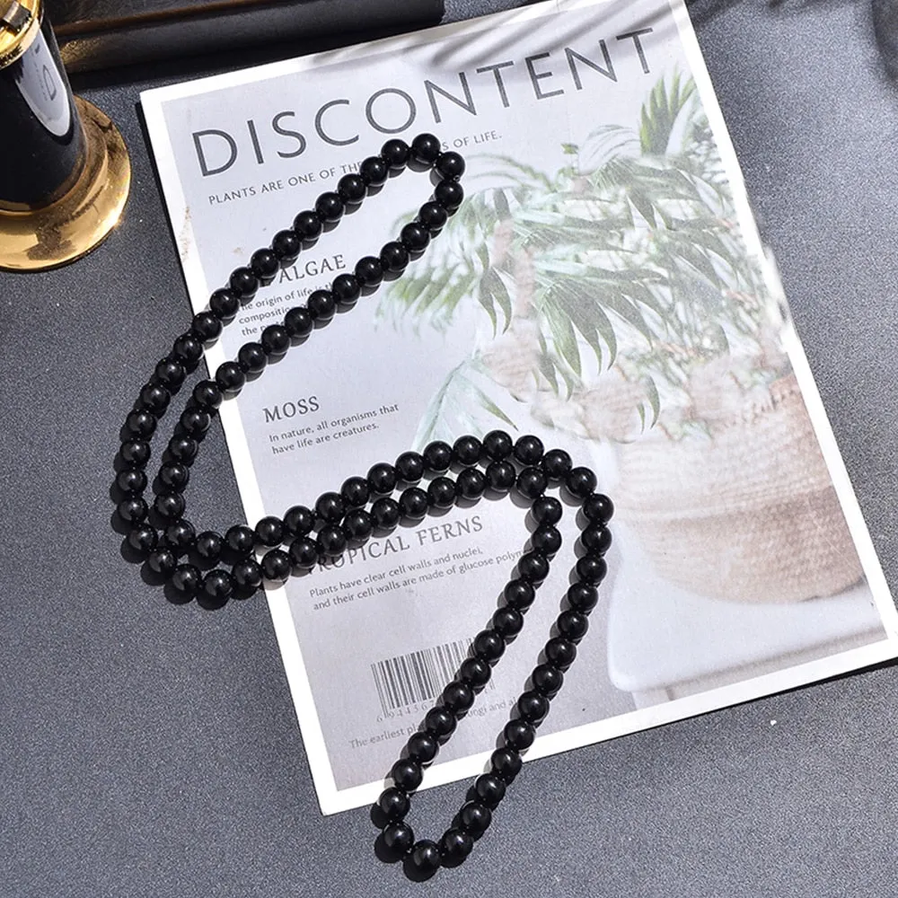 8mm Tiger Eye Black Onyx Beaded Choker Necklace Charm Fashion Men Women