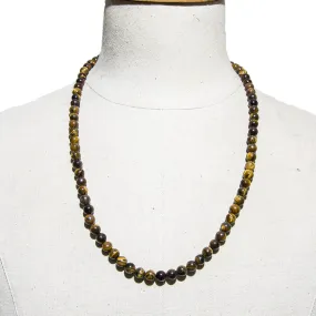 8mm Tiger Eye Black Onyx Beaded Choker Necklace Charm Fashion Men Women