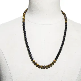 8mm Yellow Tiger Eye Black Onyx Beaded Necklace Men and Women Choker Long Necklace Jewelry Set