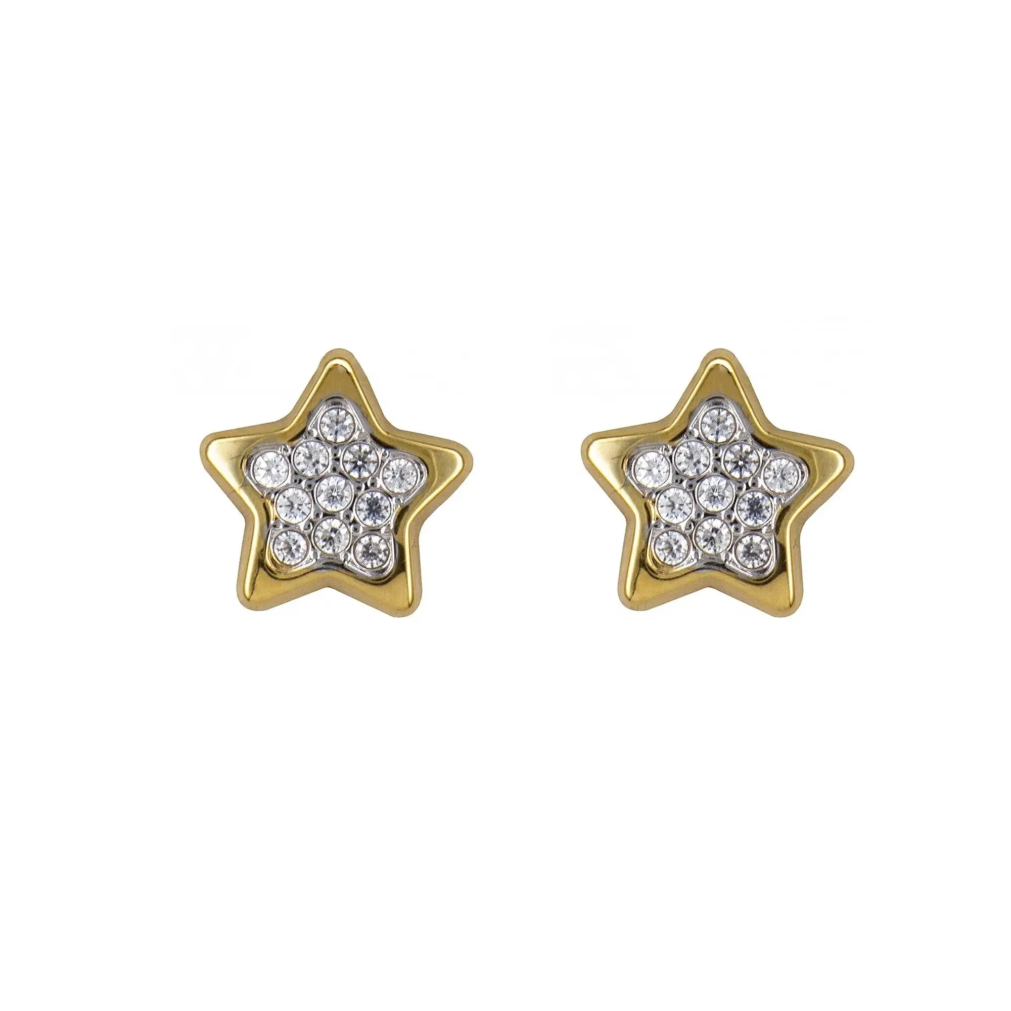 9ct Yellow Gold Cubic Zirconia Star Shaped Earrings
