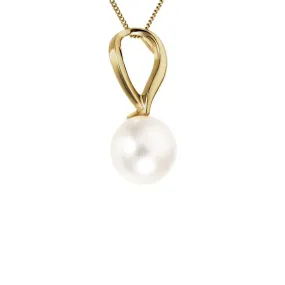 9ct Yellow Gold Open Teardrop Pendant With Freshwater Pearl