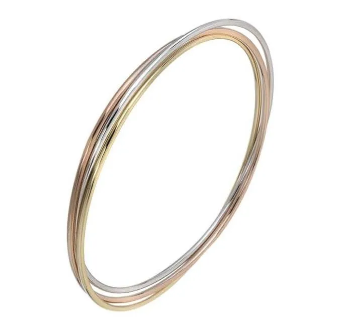 9K Gold Ladies Russian Solid Round Design Bangle