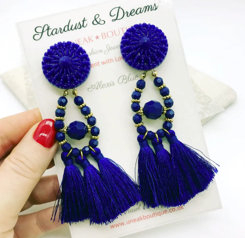 Alexis Blue Tassel Earrings