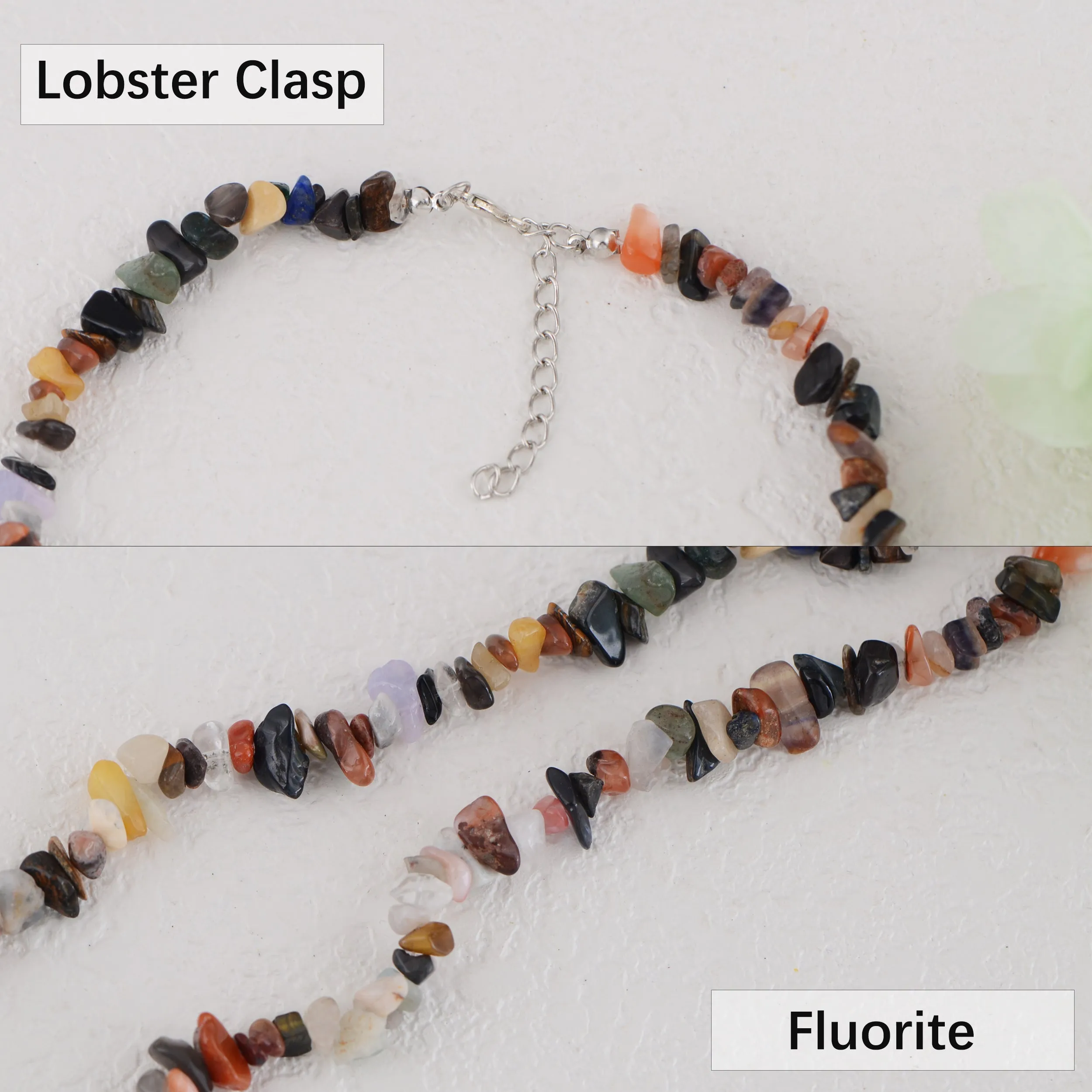 Alilang Natural Stone Irregular Gemstone Beaded Choker Necklace for Women Bohemian Crystal Jewelry