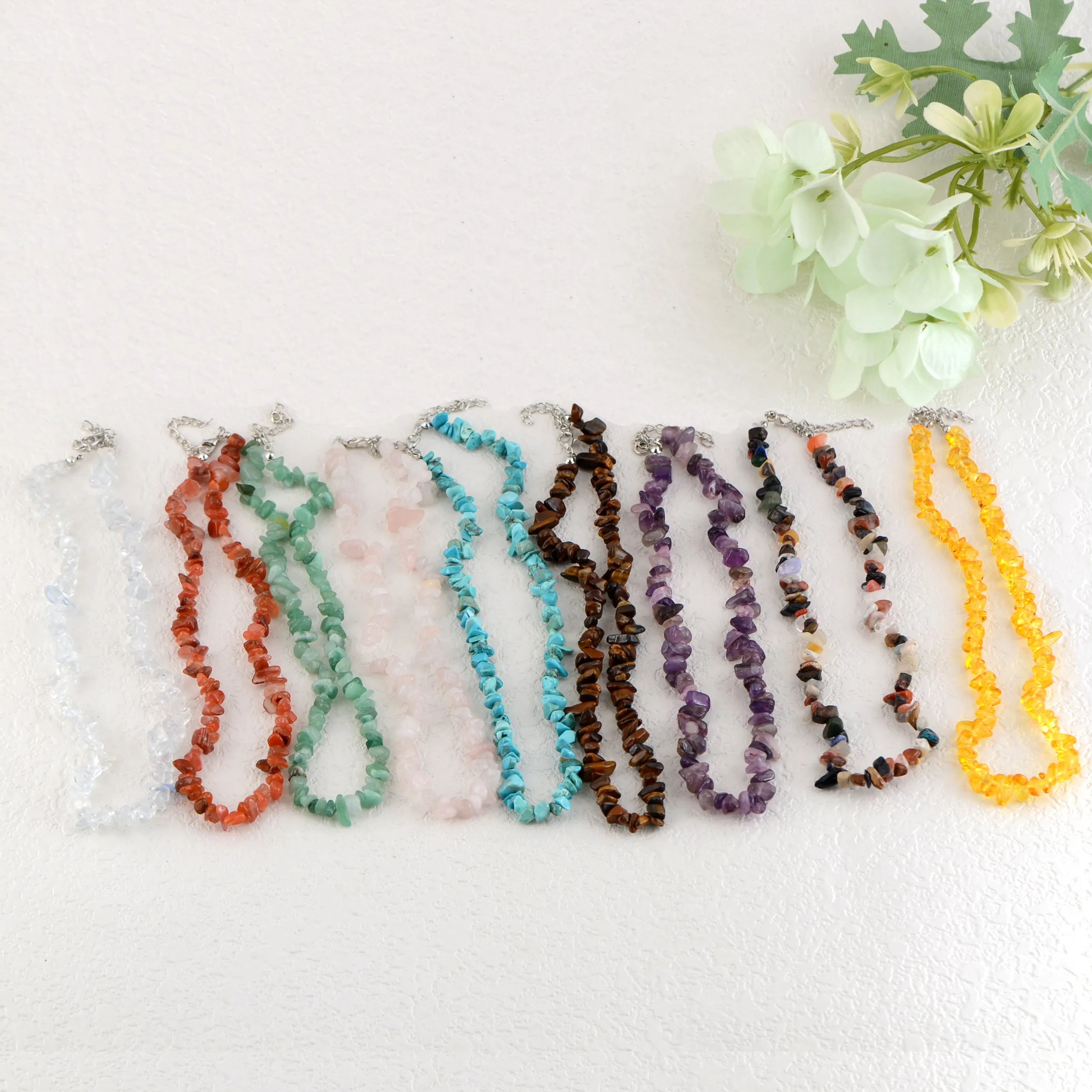 Alilang Natural Stone Irregular Gemstone Beaded Choker Necklace for Women Bohemian Crystal Jewelry