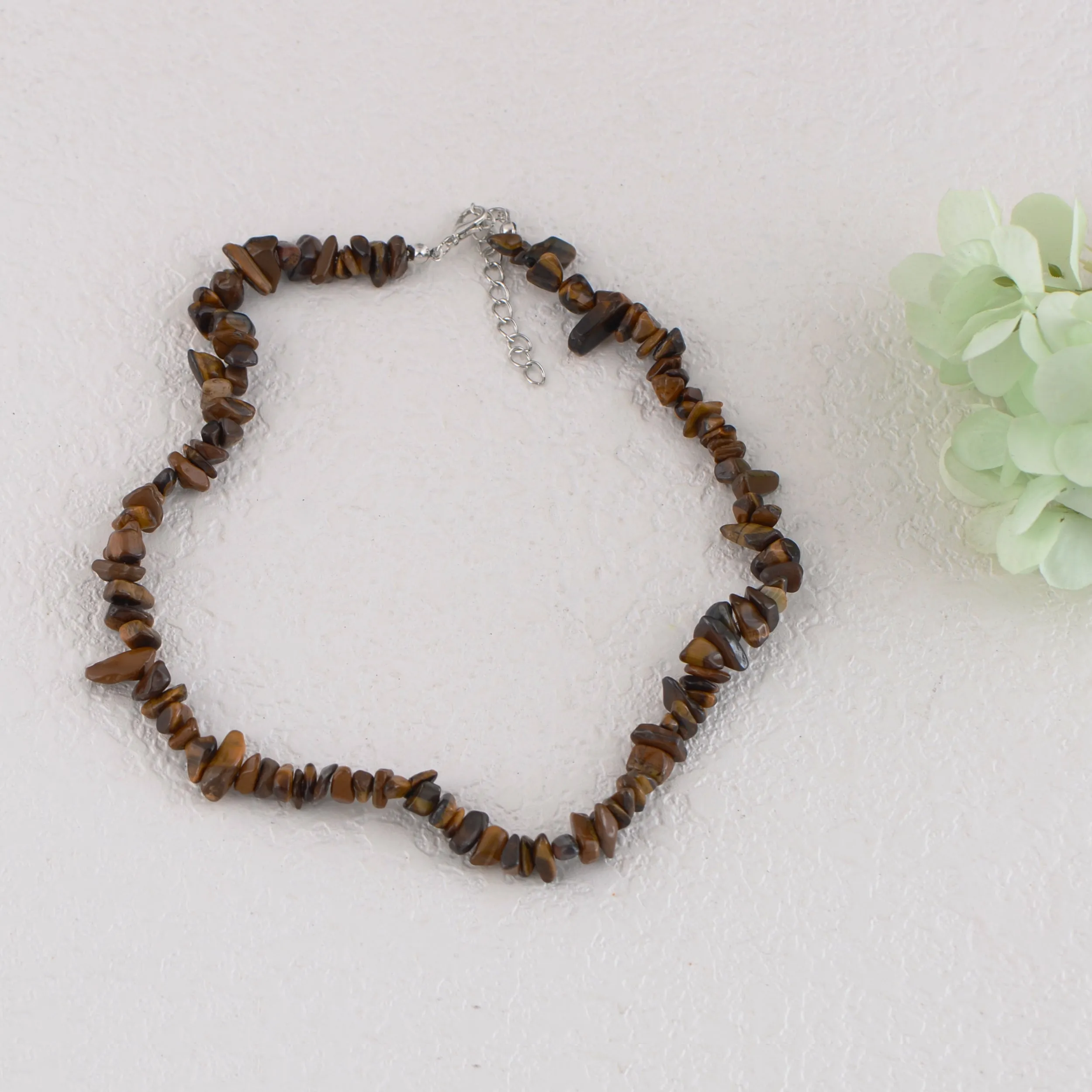 Alilang Natural Stone Irregular Gemstone Beaded Choker Necklace for Women Bohemian Crystal Jewelry