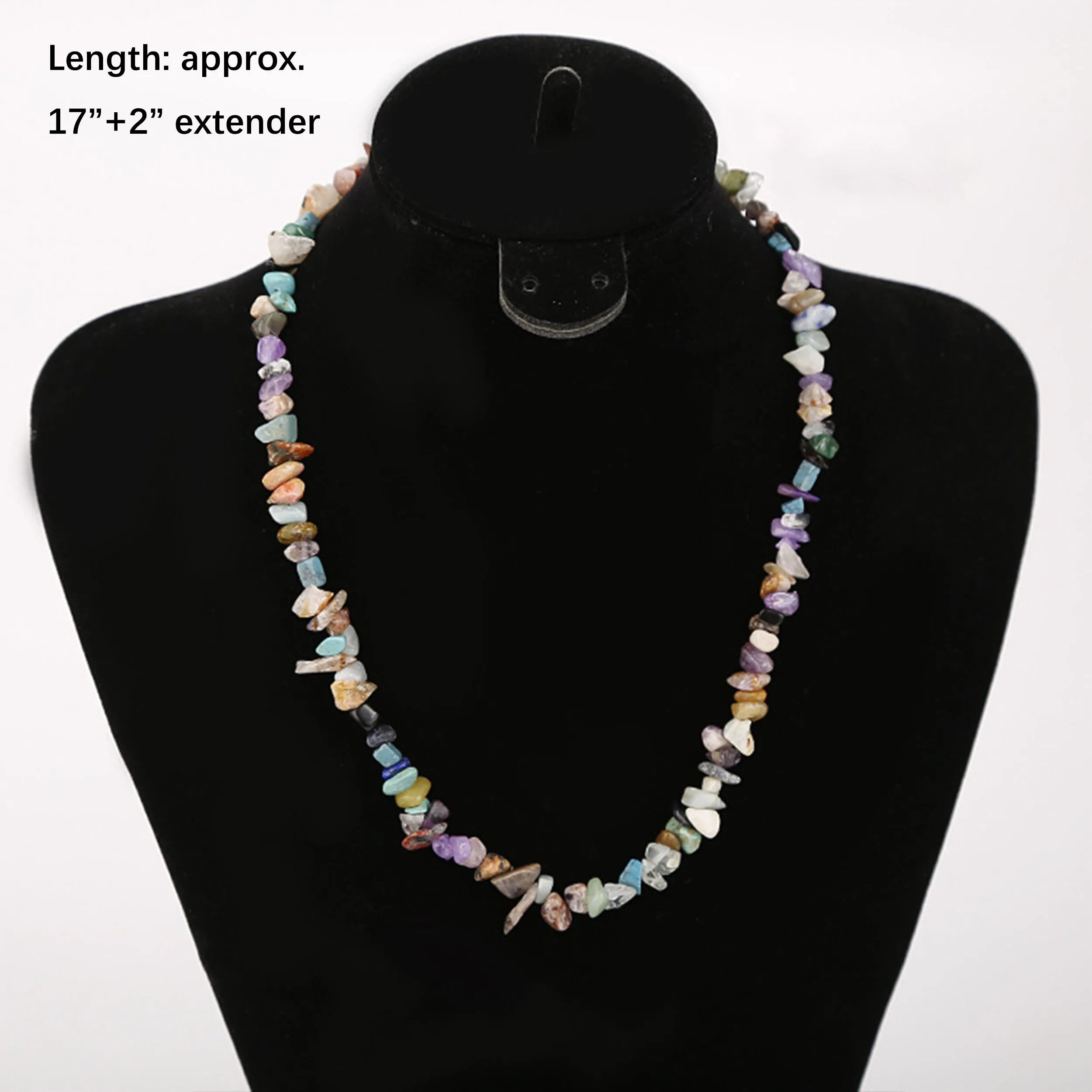 Alilang Natural Stone Irregular Gemstone Beaded Choker Necklace for Women Bohemian Crystal Jewelry