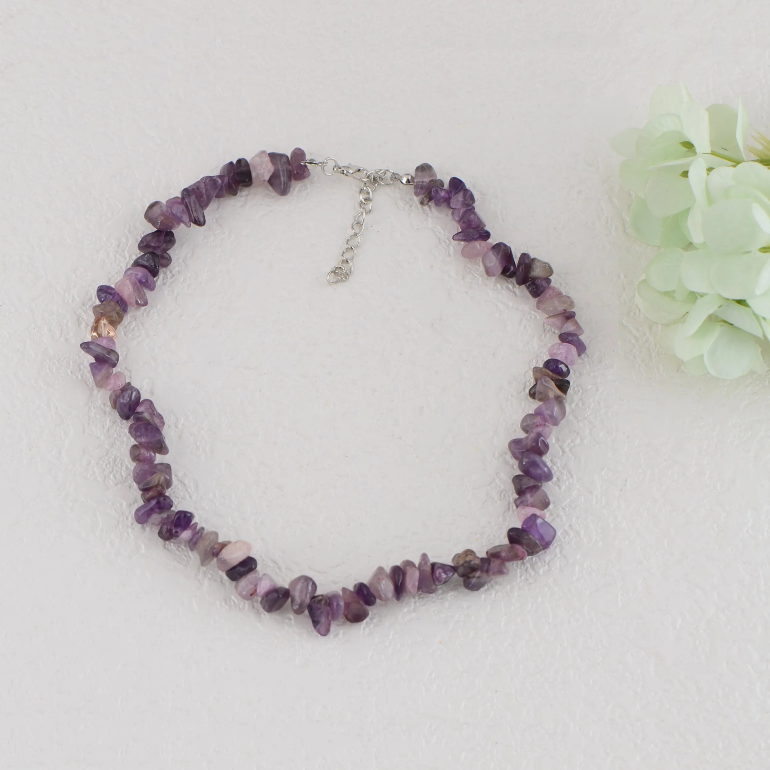 Alilang Natural Stone Irregular Gemstone Beaded Choker Necklace for Women Bohemian Crystal Jewelry
