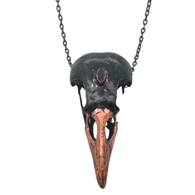 Amethyst Crow Skull Necklace