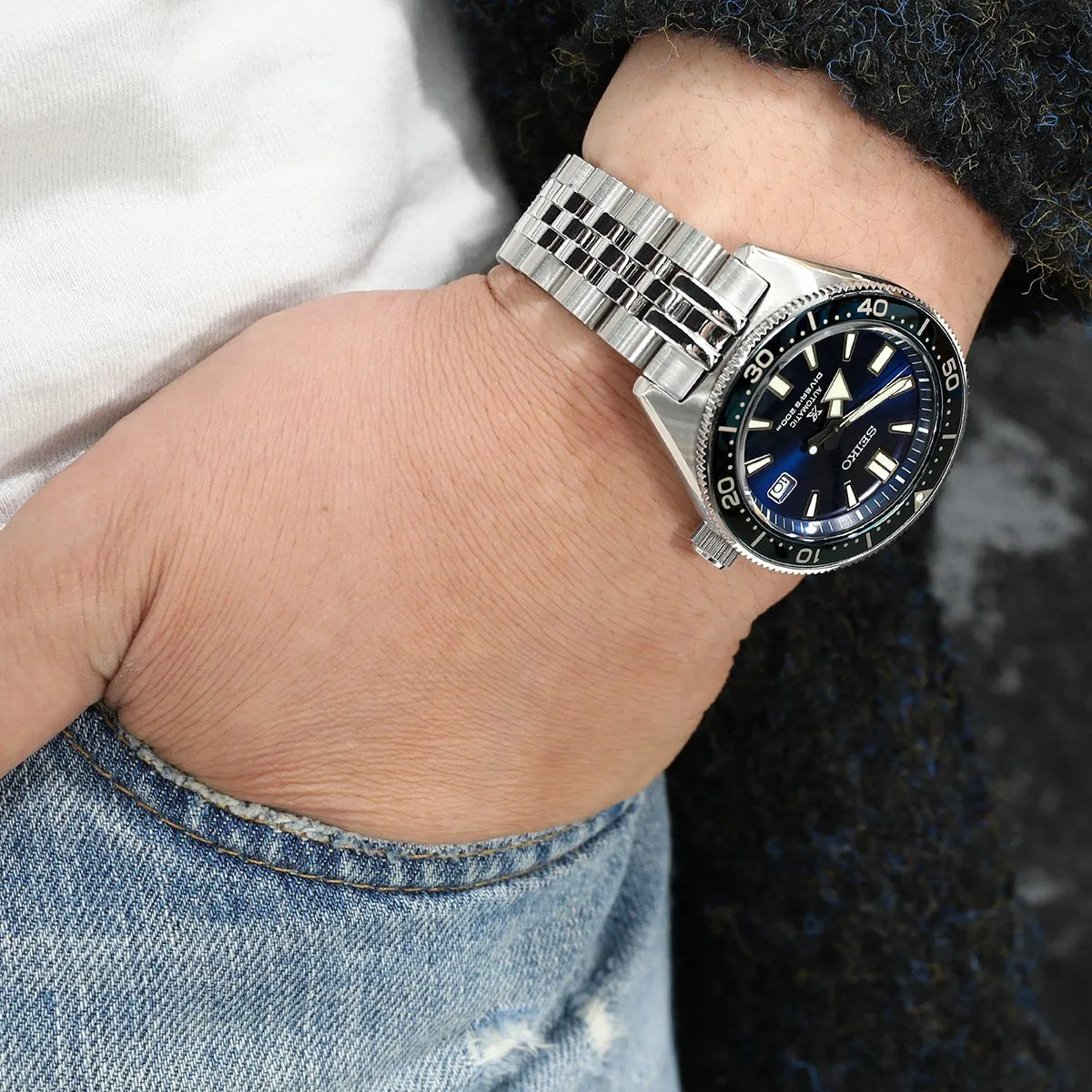 Angus-J Louis for Seiko 62MAS Reissue V-Clasp, Brushed with Polished Center