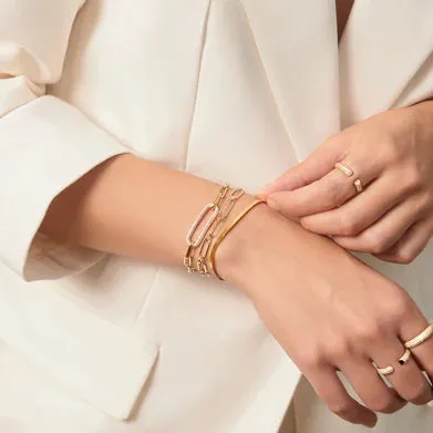 Ania Haie Gold Plated Paper Link CZ Pave Bracelet