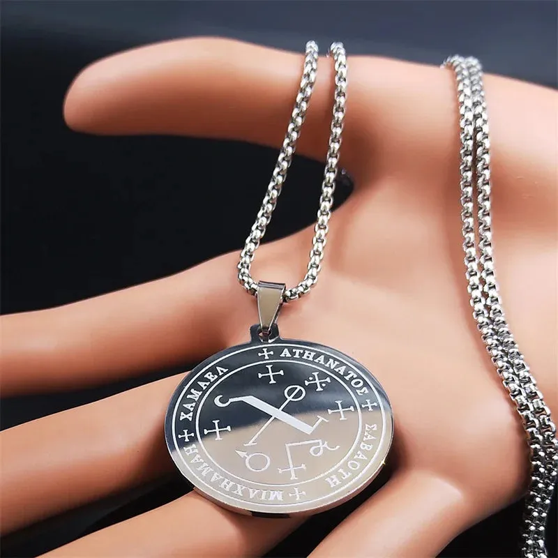 Archangel Stainless Steel Chain Necklace Women/Men Silver Color Statement Necklace