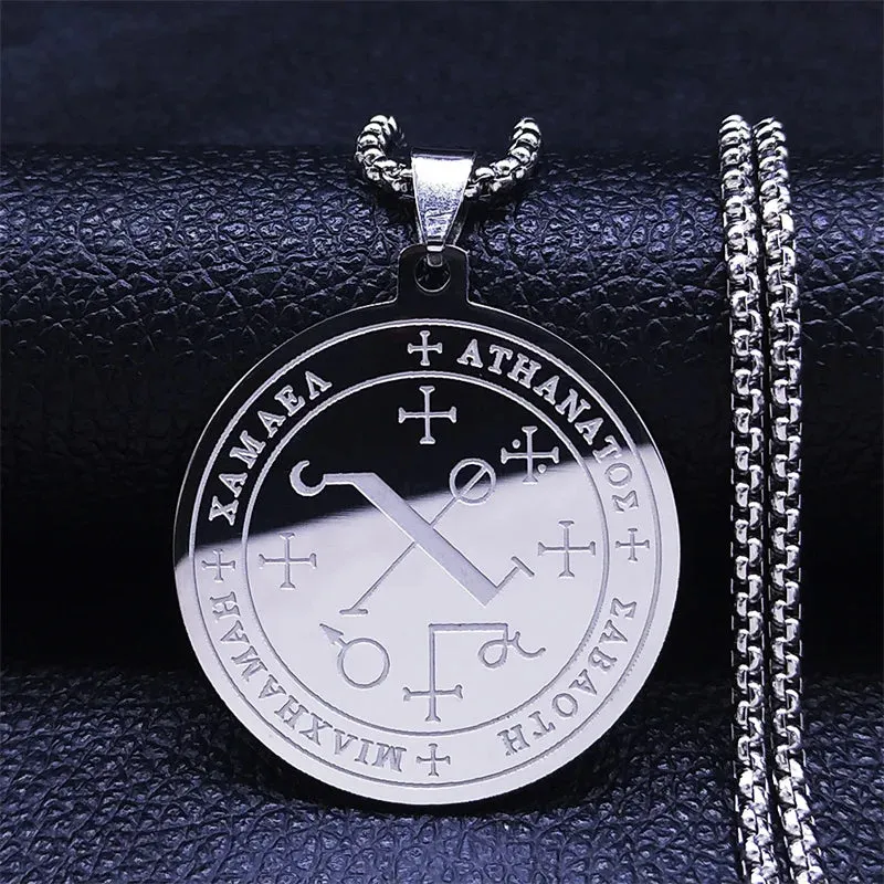Archangel Stainless Steel Chain Necklace Women/Men Silver Color Statement Necklace
