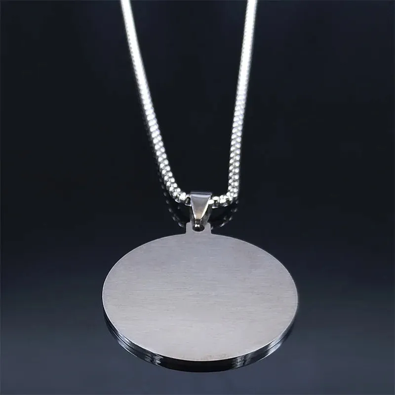 Archangel Stainless Steel Chain Necklace Women/Men Silver Color Statement Necklace