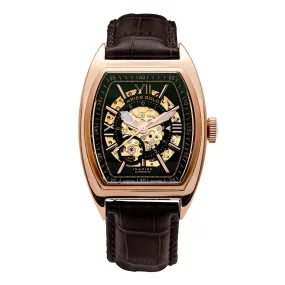 ARIES GOLD AUTOMATIC INFINUM CRUISER GOLD STAINLESS STEEL G 901A RG-GNRG BROWN LEATHER STRAP MEN'S WATCH
