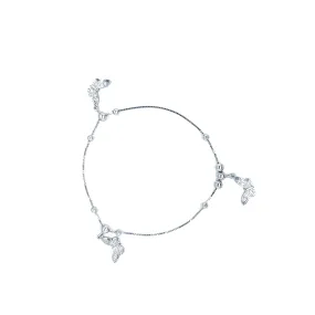 Asfour Sterling Silver 925 Butterflies Anklet - Silver