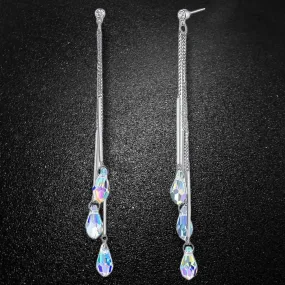 Aurora Borealis Crystal Drop Earrings Made with Swarovski Elements