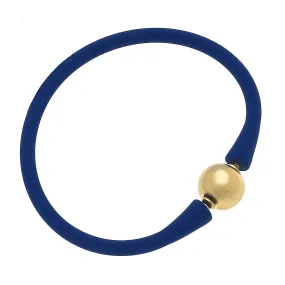Bali 24K Gold Plated Bead Silicone Bracelet Royal Blue