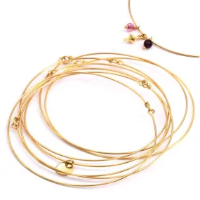 Bangle Bracelet Thin semainier Golden Stainless Steel - 65mmx0.8mm (1 set of 7)